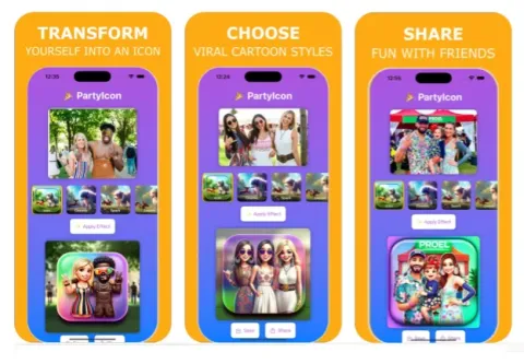PartyIcon app screens